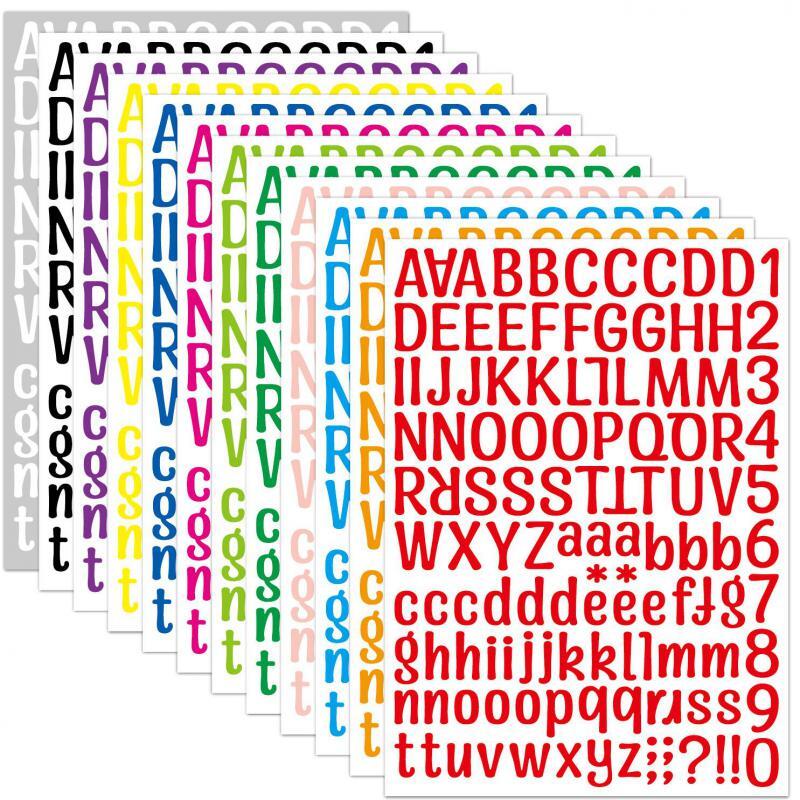 Kolorowe naklejki z literami, samoprzylepna winylowa naklejka z numerem alfabetu na skrzynkę pocztową, znak drzwi, biznes, numer adresu, karty, kubki
