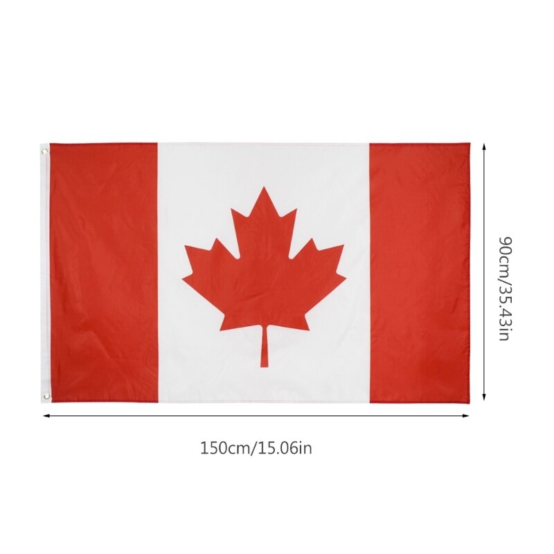 3x5feet العلم الكندي لون مشرق و تتلاشى برهان مزدوجة مخيط العلم الكندي R66E