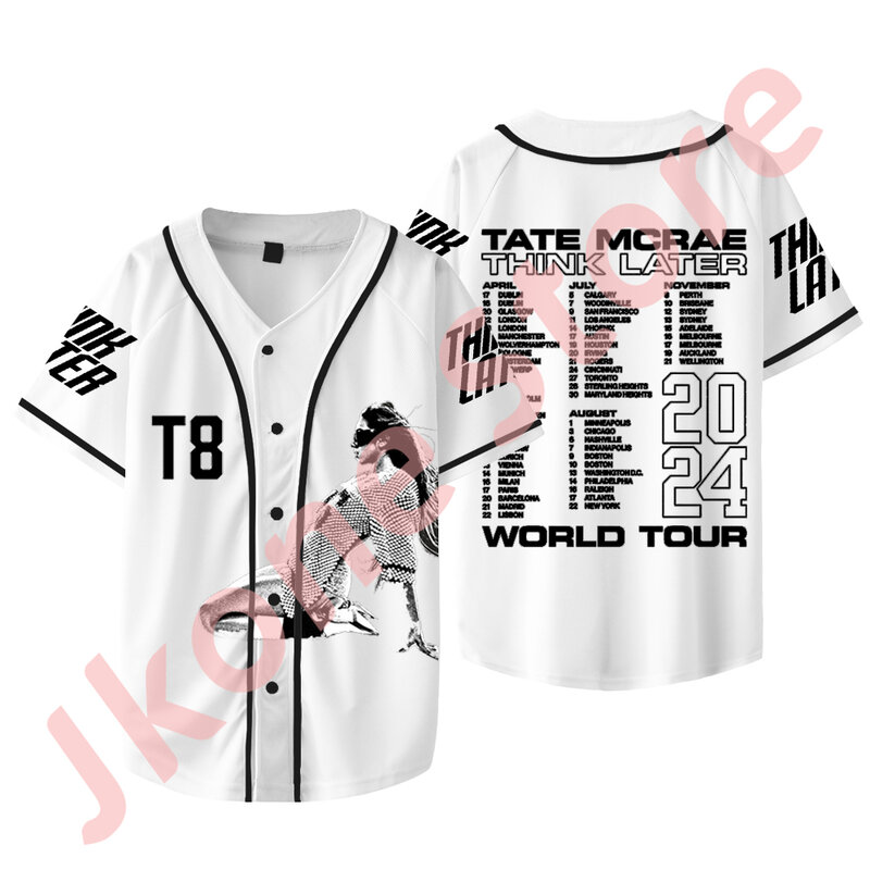Camiseta de manga corta para hombre y mujer, ropa informal a la moda, con estampado de la serie Tate mcae Think Later World Tour Merch, para verano