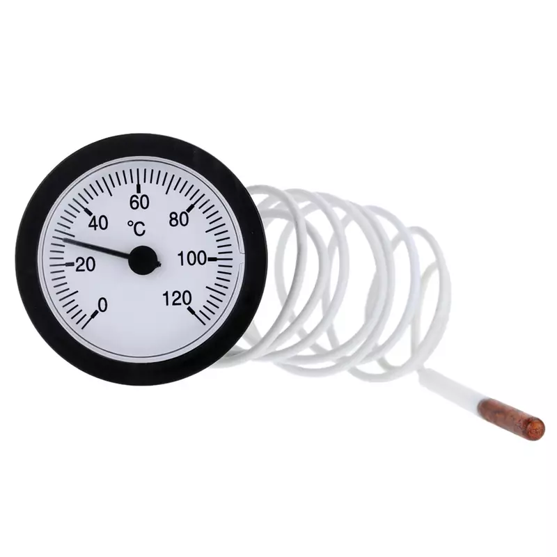 52mm Dial Thermometer Capillary Temperature Gauge with 1.15m Sensor 0-120 Degree Centigrade for Measuring Water Liquid