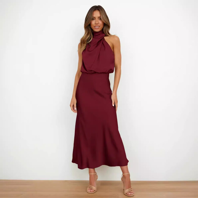 2024 New Solid Color Sleeveless Fashion Elegant Light Evening Gift Dress