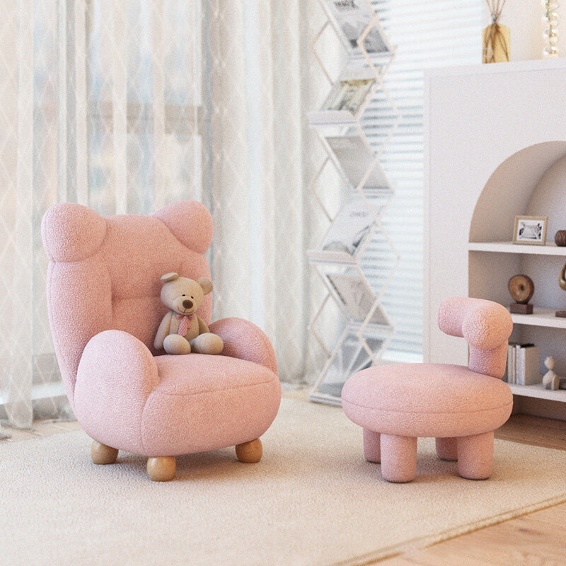 Agnello velluto crema orso per bambini divano sedia da pranzo Cute Baby Single Cartoon Seat Mini pigro piccolo divano mobili moderni della biblioteca