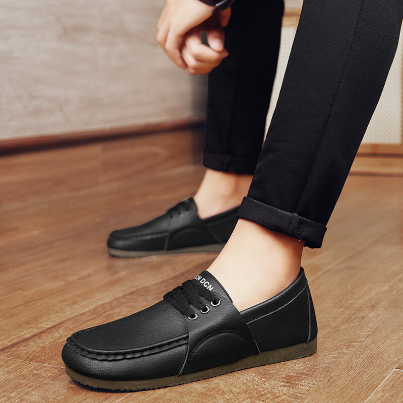 Summer Yellow Casual Shoes For Men Fashion Lightweight Breathable Men's Leather Loafers Flat Non-slip Driving Shoes Man Moccasin