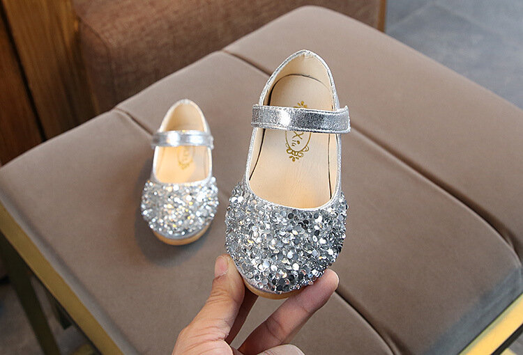 Zapatos de princesa con purpurina para niña, sandalias informales para baile de bebé, novedad de primavera 2024