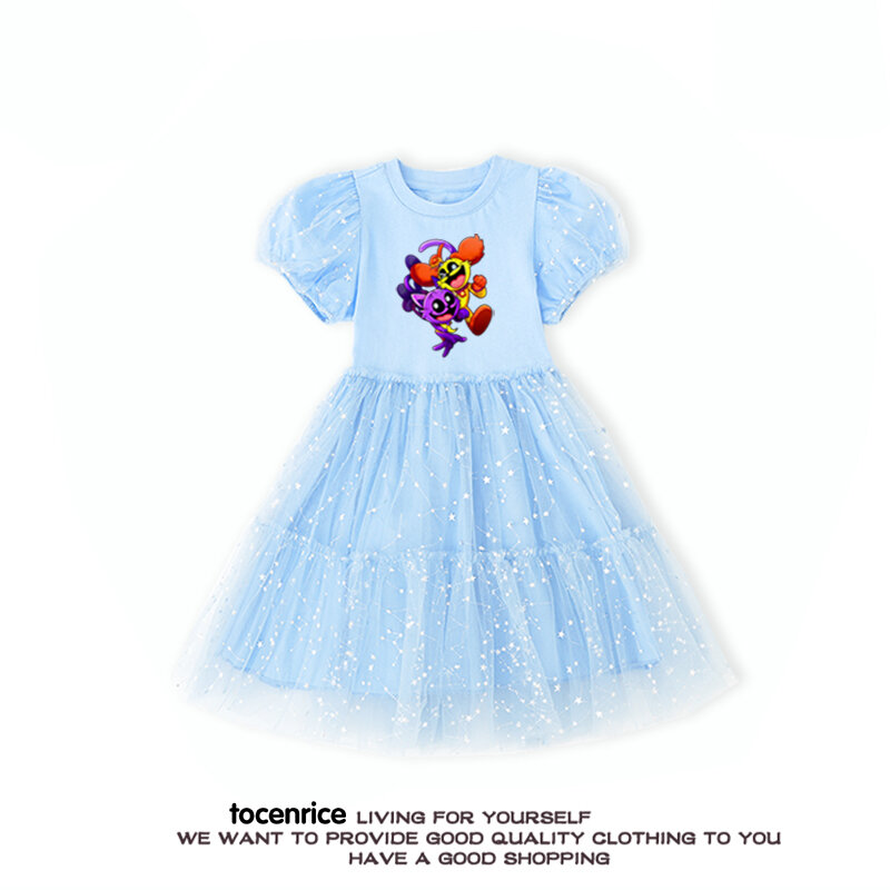 Vestido de princesa estampado infantil, vestidos casuais para bebê, versão coreana, o sorridente, flores quebradas, playtime, primavera e verão, 2024