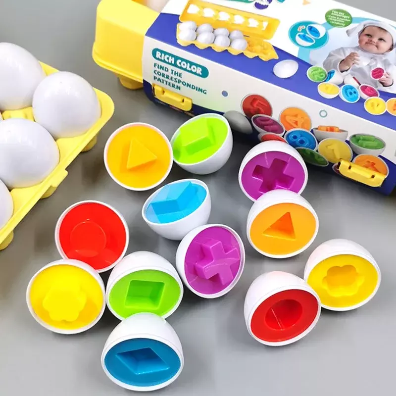 Huevos inteligentes Montessori para bebé, juguetes educativos de aprendizaje sensorial, clasificación de formas de colores de pollo para niños de 2 a 4 años