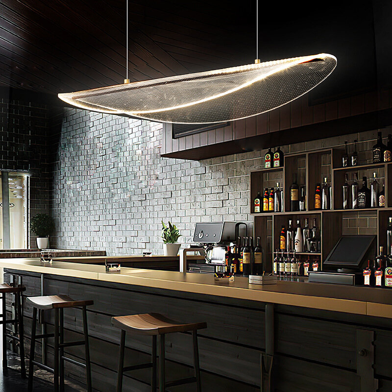 Lustre acrílico com placa guia, lâmpada moderna simples, luz de barra criativa nórdica, candeeiros de mesa para restaurante, 1 palavra