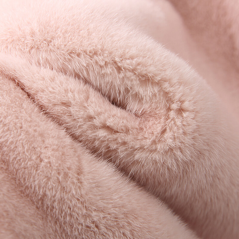 فرو منك معطف الفرو الحقيقي معطف كامل بيلت قصيرة 2023 ملابس نسائية ملابس خارجية معاطف السترة شتاء جديد الرقبة المستديرة