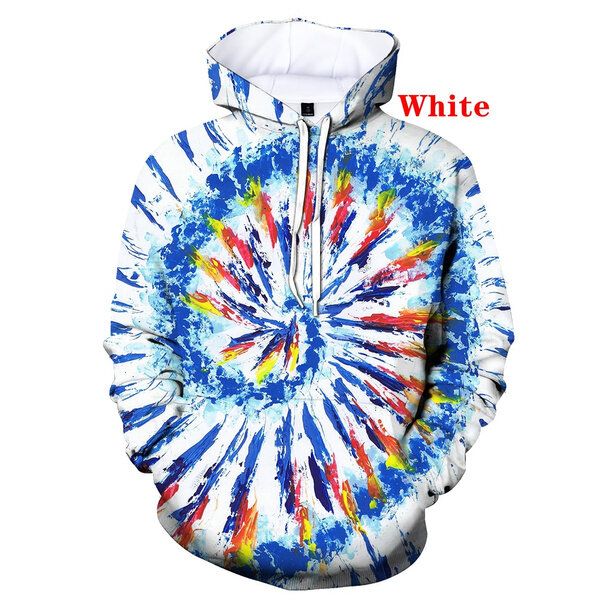 Men's Fashion Casual O-neck Long Sleeve Hoodies Gradient Color 3d Printing Hoodies Tops