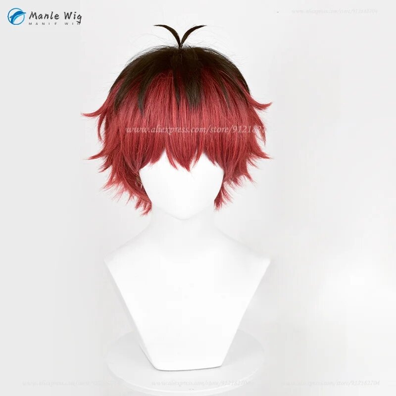 Wig Cosplay Stark Anime Wig 30cm rambut sintetis tahan panas pendek properti Cosplay Halloween