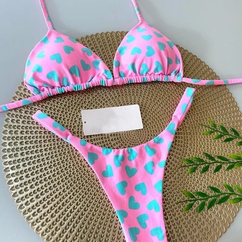 QINJOYER Bademode Frauen Leopard Print Bikini Biquini Brasilianische Bademode 2 Stück Set Frauen Bikini String Schwimmen Anzug Strand Tragen