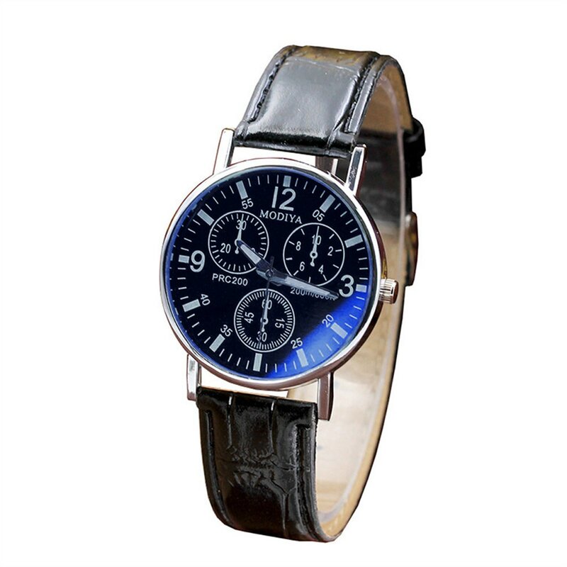 メンズブルーガラスクォーツ時計、メンズ腕時計、ベルトウォッチ、2023