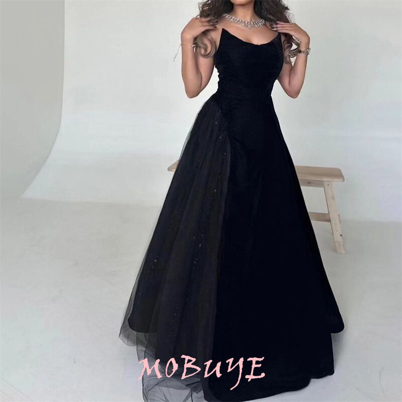 MOBUYE 2024 Popular A-Line Prom Dress Floor-Length With Sleeveless Evening Fashion Elegant Party Dress For Women