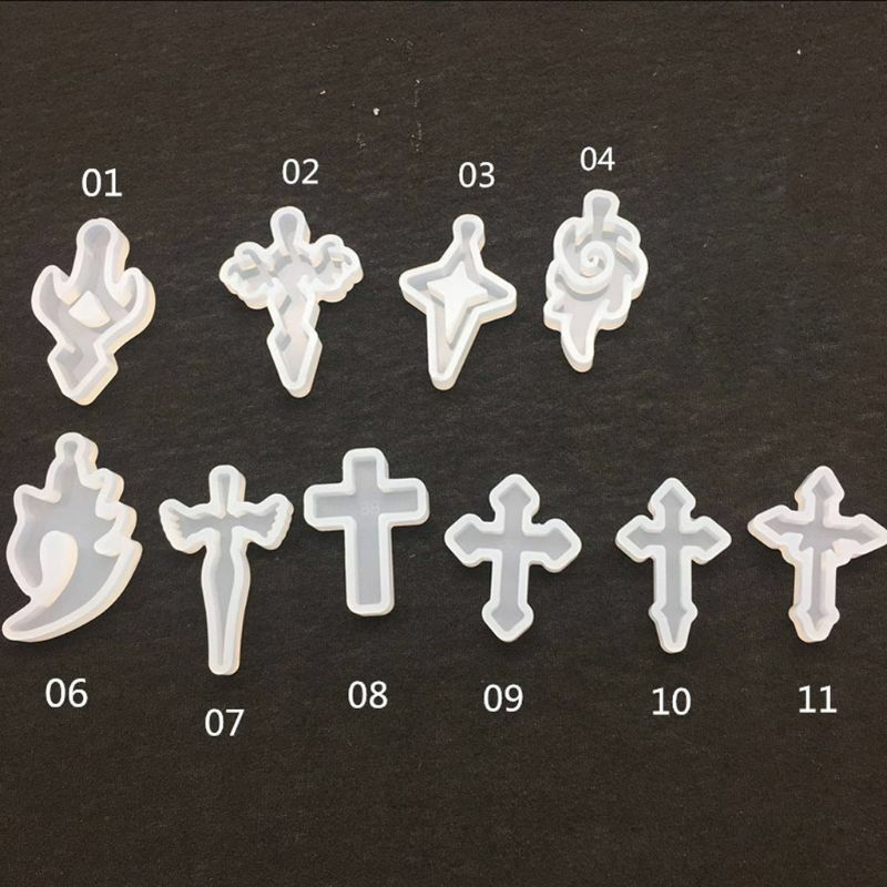 Mode untuk liontin silang cetakan Resin silikon membuat perhiasan cetakan Kerajinan alat DIY buatan tangan liontin kalung Gif B85D