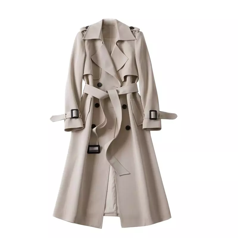 British style Trenchcoat  New Autumn Overcoat Solid Slim Fit Elegant England Style Long Outerwear Windbreaker Ladies Trench Coat