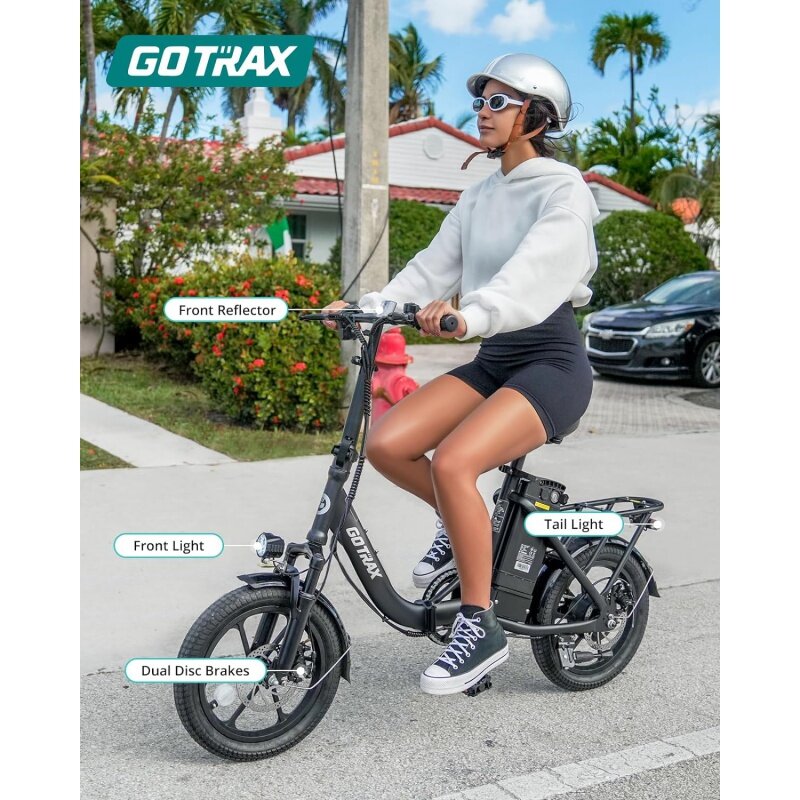 Gotrax-Bicicleta Elétrica Dobrável NEPHELE com R, Assistência a Pedal e Velocidade, Potência de 15,5 mpph, Motor 350W, 16 ", Max 25Miles Range