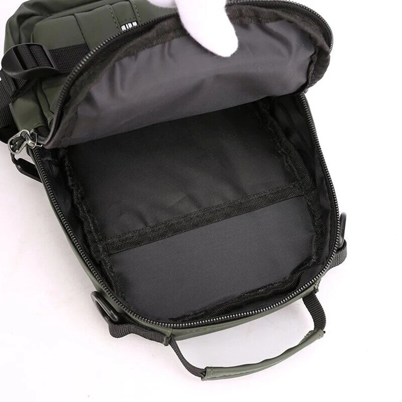 Bolsa de peito de lona de nylon impermeável para homens, multifunções, anti-roubo, carregamento USB, casual, pacote de viagem masculino