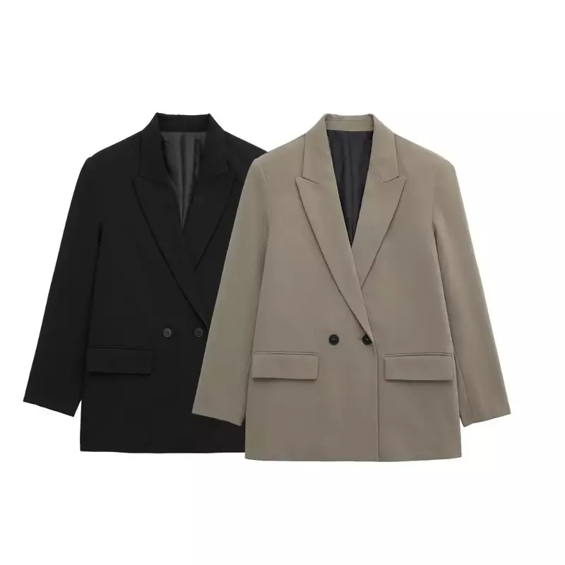 Terno solto de gola polo feminino, casaco de manga comprida, estilo europeu e americano, novo produto, primavera 2022