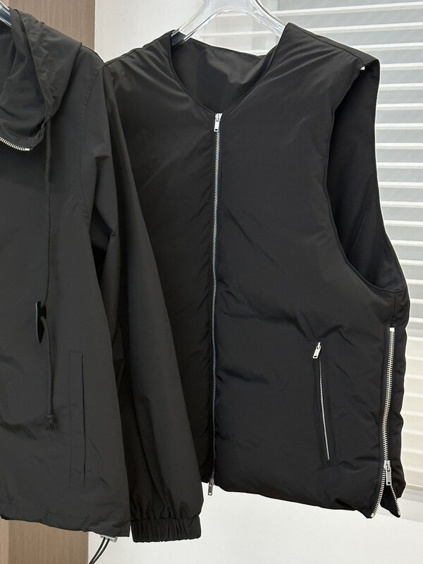 Jaqueta solta com capuz, design de emenda, quente e aconchegante, curto, novo, inverno, 1130, 2023