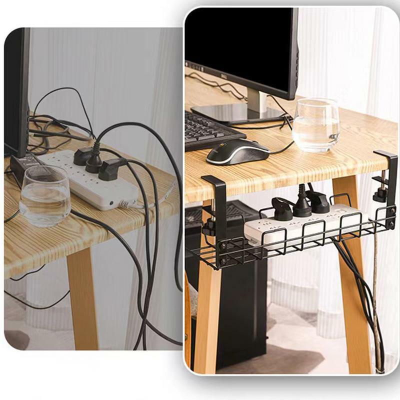 Gestión de cables debajo del escritorio, organizador de cables de escritorio, sin taladro, estante de Metal, almacenamiento