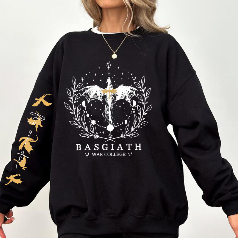 Fourth Wing Sweatshirt wanita Pullover Basgiath War College kaus oblong pengendara naga Streetwear Hoodie pembaca fantasi