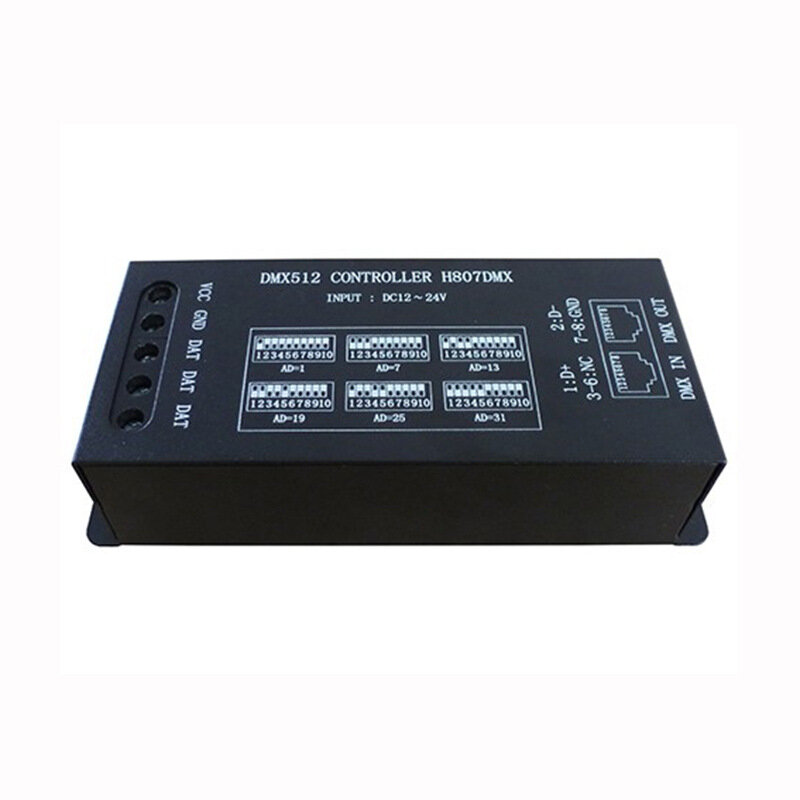 H807DMX 디코더 DMX512 콘솔 최대 1024 픽셀, WS2812 WS2813 UCS1903 SK6812 픽셀 LED 스트립 용 LED 포인트 라이트 컨트롤러
