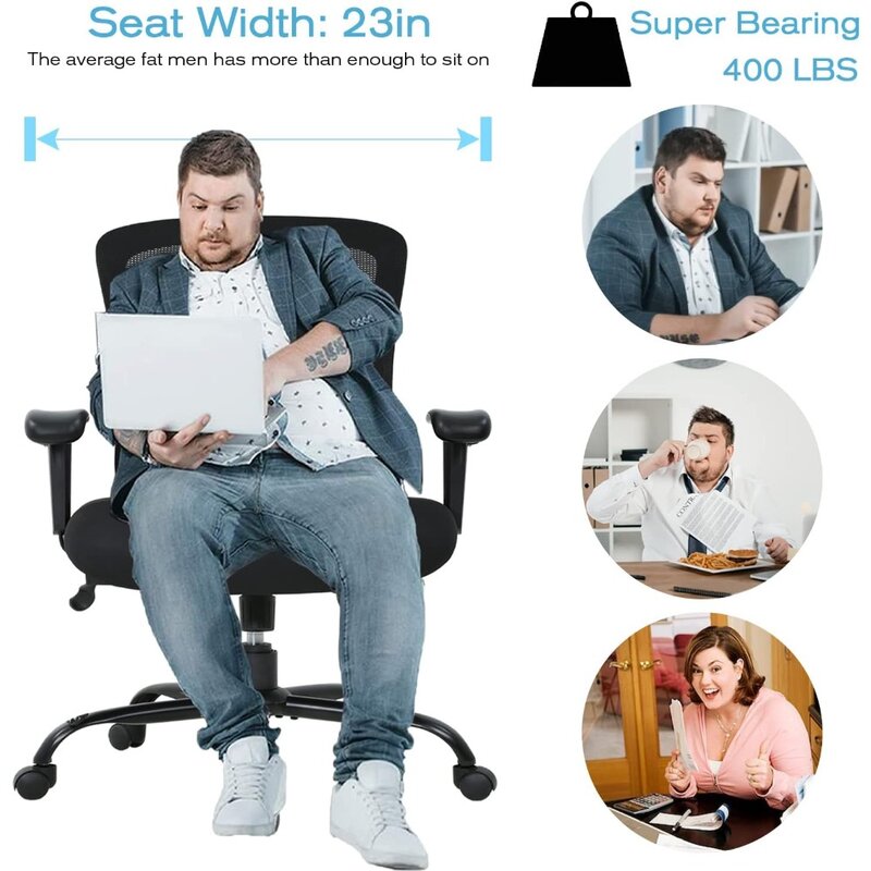 เก้าอี้กลิ้งปรับความสูงได้พร้อมสรีระศาสตร์เก้าอี้ทำงานขนาดใหญ่และสูง400ปอนด์สำหรับคนที่มีน้ำหนักมาก