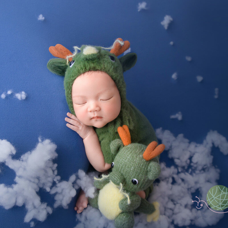 ❤️Newborn Photography Clothing Dragon Hat+Jumpsuit+Tail+Doll 4Pcs/Set Baby Photo Props Accessories Studio Shoot Clothes Outfits