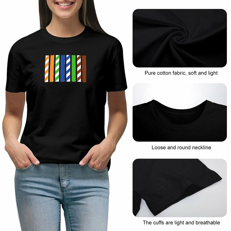 Camiseta con cableado Ethernet para mujer, blusa, ropa bonita, camisetas