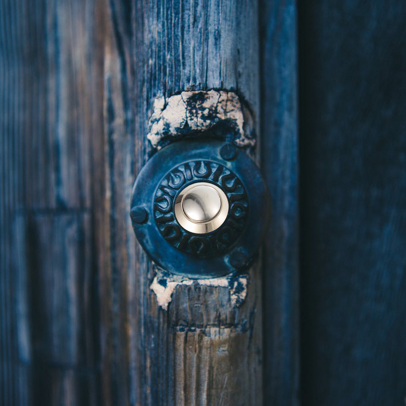 กริ่งประตู4ชิ้นปุ่มกดอเนกประสงค์ทนทานแหวนทองแดงชุบนิกเกิลแบบมีสายสำหรับใช้ในบ้าน