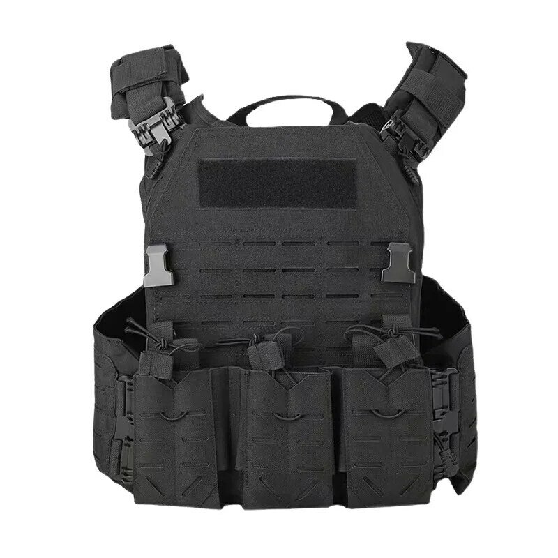 Sturdyarmor-Tactical Vest com Bolsa para Homens, Profissional Laser Cut, Preto, Quick Release, Molle Nylon, Tecido Oxford Webbing