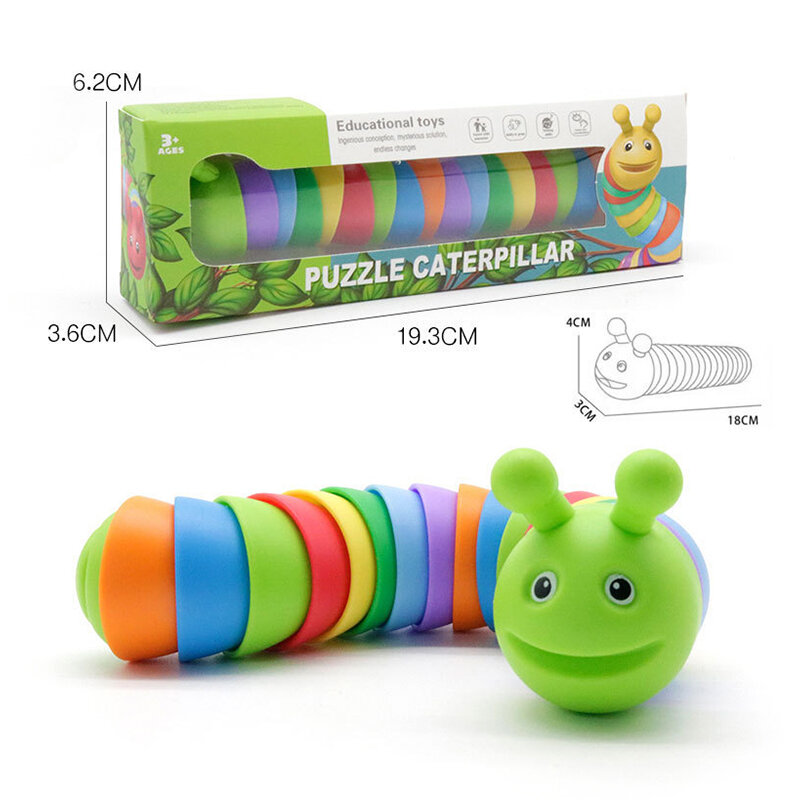 Articulado Sensorial Slug Toy para crianças e adultos, Verme realista, Caterpillar Fidget Toys, ADHD Autismo Stress Relief, Engraçado