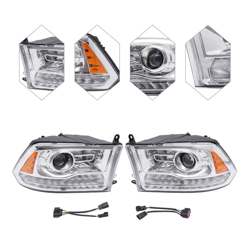 Left & Right Side Headlights w/ LED Halogen Fits For 2013-2018 Dodge Ram 1500/2500/3500 LH+RH Projector Headlights New
