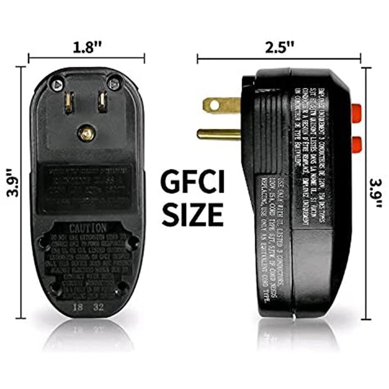 Conjunto de plugue de substituição GFCI com interruptor de circuito de falha à terra, proteção RCD de segurança, 3 pinos, 15A, 3 fios, US