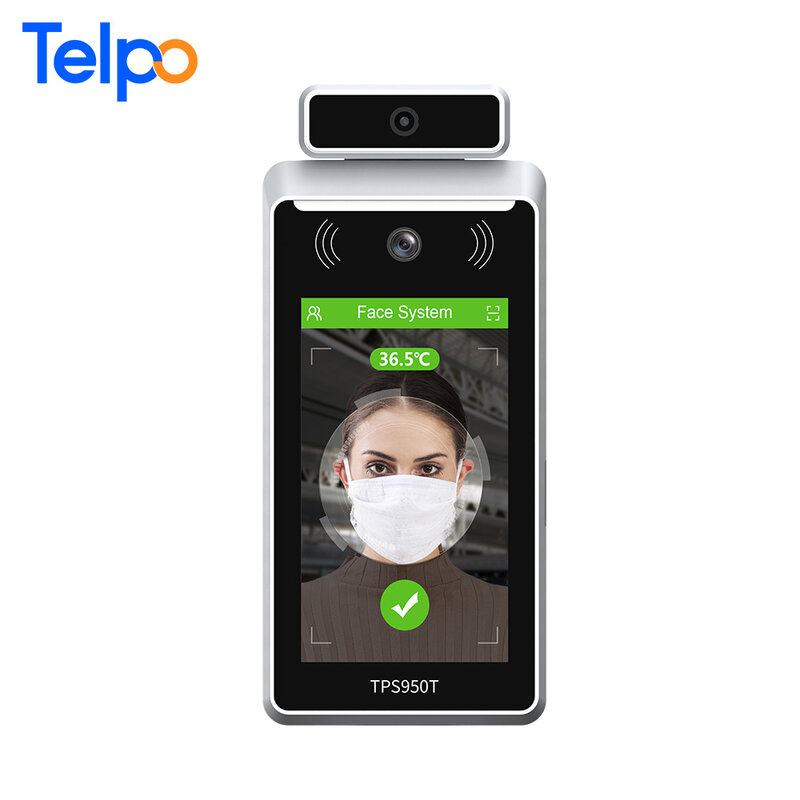 TPS950T Sensor Suhu Non-kontak Pengenalan Wajah Kontrol Akses Mesin Absensi Biometrik