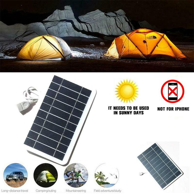 Panel Solar portátil de 5V y 2W, placa Solar con carga segura USB, estabiliza el cargador de batería para teléfono, Banco de energía, Camping al aire libre, hogar
