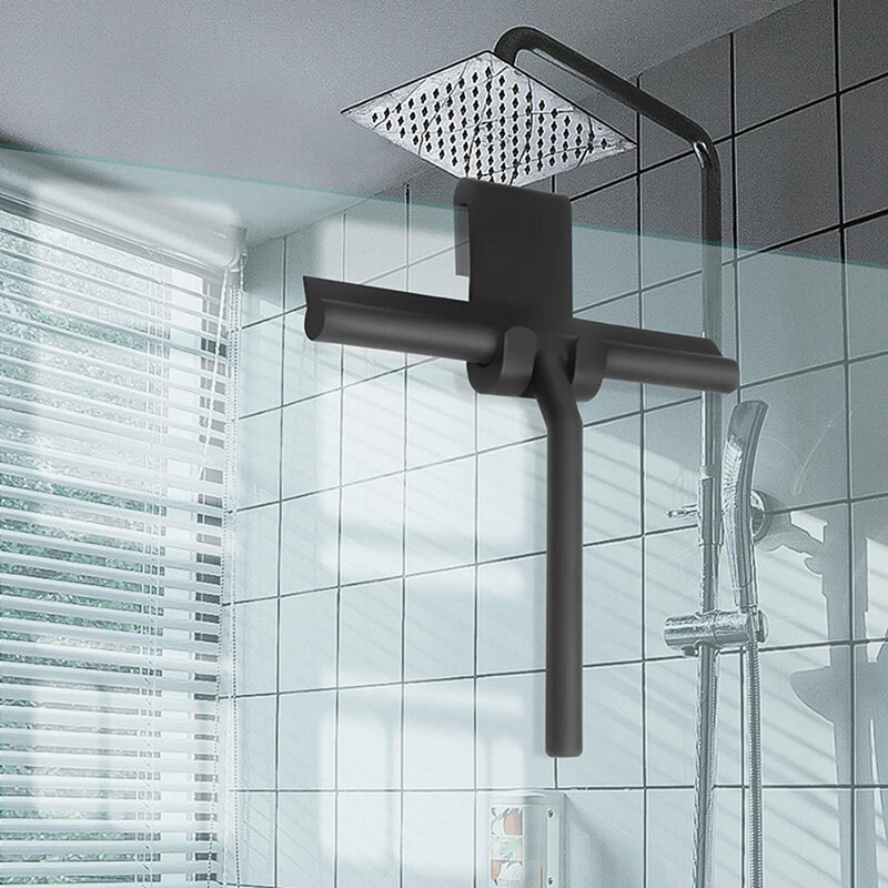 ฝักบัวไม้กวาดกระจก Wiper Scraper Shower Squeegee Cleaner ซิลิโคนผู้ถือกระจกห้องน้ำขูดทำความสะอาดกระจก