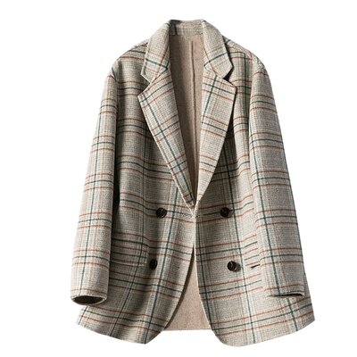 Veste et manteau en laine à carreaux pour femme, style décontracté, collection automne hiver 2023