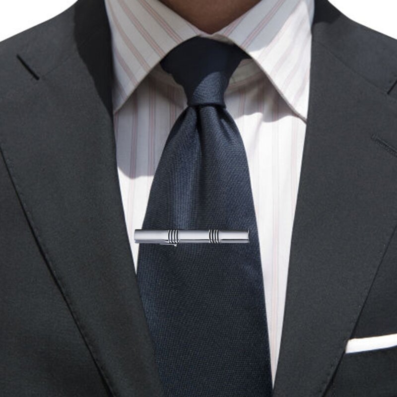 Modische silberne Krawattenklammer, geeignet für Büro, Hochzeit, formelle Versammlungen