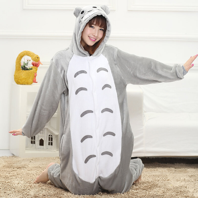 Adults Animal One Sides Polyester Pajamas Sets Women Winter Warm Cute Unisex Anime Costumes Family Kids Cosplay Cartoon Pyjamas