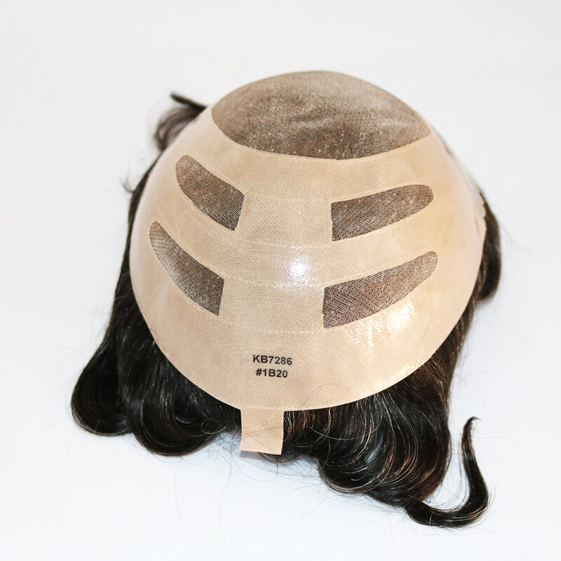 65% Gray Human Male Hair Wigs Toupee Breathable Bond NPU Fine Mono Lace Base Capillary Prosthesis Hair System Units Full Density