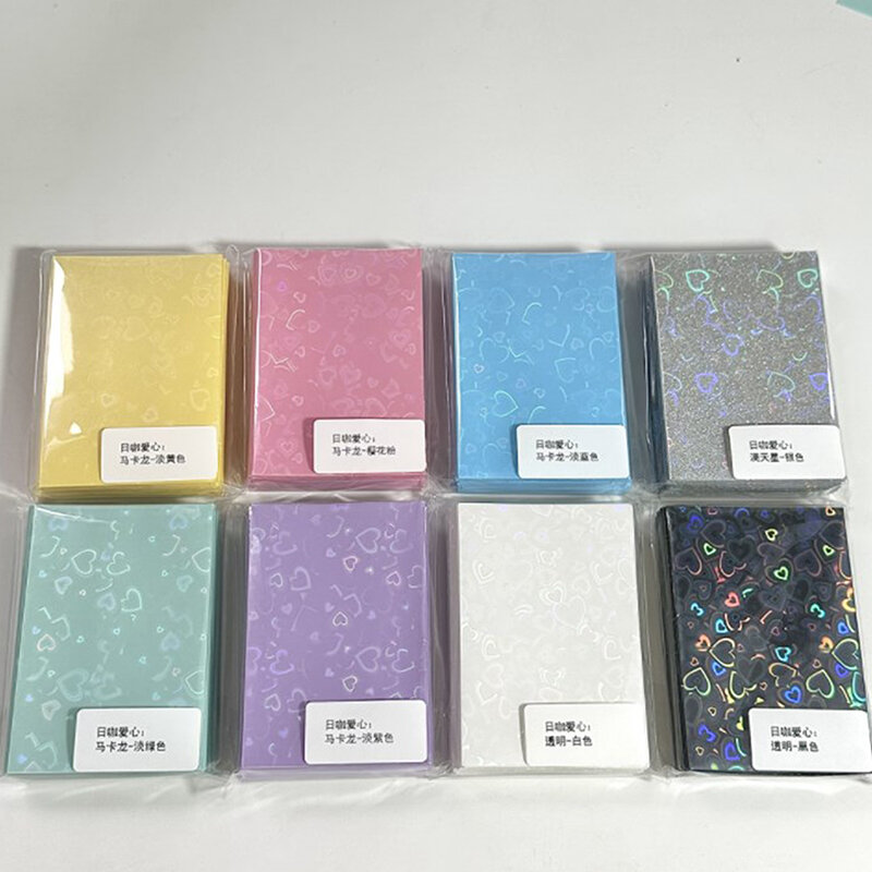50pcs Kpop Card Sleeves 61x91mm 20C Heart Bling Holder For Holo Postcards Top Load Films Photocard Game Cards Protector