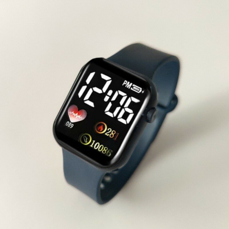 Jam tangan pintar olahraga anak, jam tangan pintar layar Led Digital tahan air elektronik