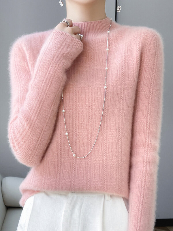 Новинка 2023 шикарный женский осенне-зимний свитер из 100% мериносовой шерсти пуловер с ложным воротником Базовая изящная кашемировая трикотажная одежда корейские модные топы