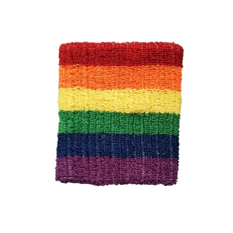 Muñequeras deportivas para hombre y mujer, banda para sudor con toalla, rayas coloridas del transpirables