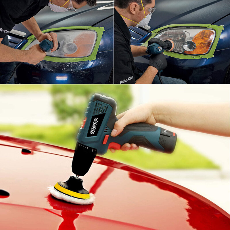 Zestaw do renowacji reflektorów polerowanie samochodów dysk 3 cale 75mm Auto woskowanie gąbka stopa szlifierska z papierem ściernym na detale samochodów
