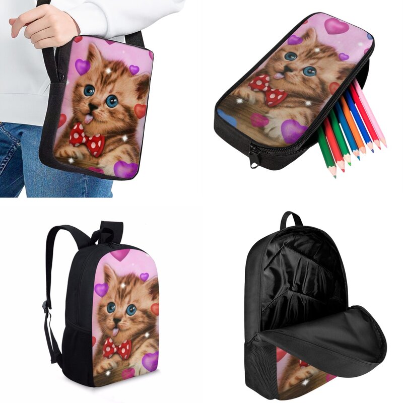 Jackherelook Kinderen Schooltassen Leuke Kitten Cartoon Liefde Meisjes School Mode Boek Tas Praktische Rugzak Kinderen Knapzak