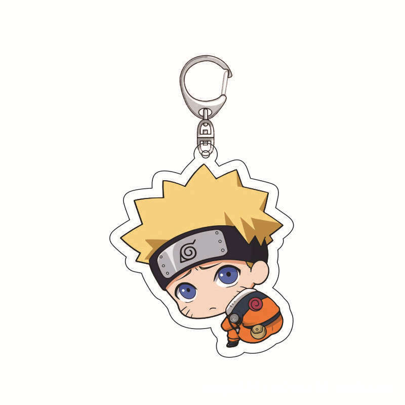 Boneka kartun gantungan kunci akrilik Uzumaki Naruto, tokoh Anime Gaara rantai kunci tas sekolah liontin, cincin kunci mobil Gaara, mainan hadiah penggemar