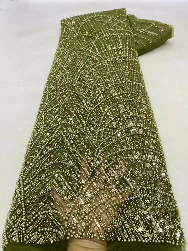Новая серебряная Роскошная африканская кружевная ткань с блестками 2023 французская сеточная 3D вышивка в нигерийском стиле искусственная золотая линия