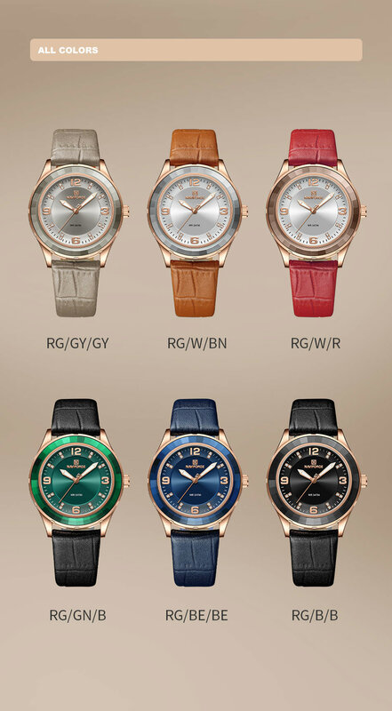 NAVIFORCE 5040 2024 nuovo orologio cinturino in pelle 30 metri impermeabile luminoso semplice orologio al quarzo diamante per le donne